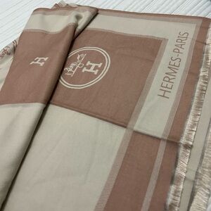 Hermès Paris Beige and Brown Scarf